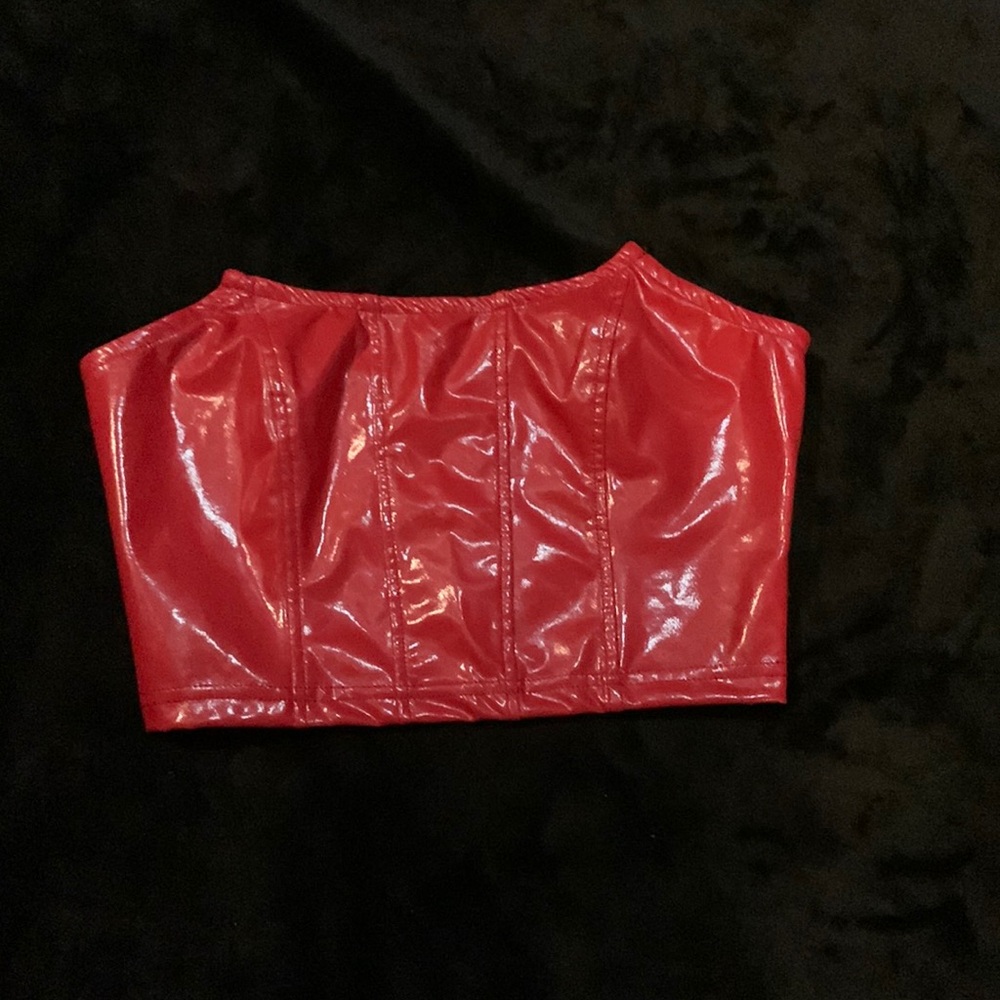 Red leather tube top